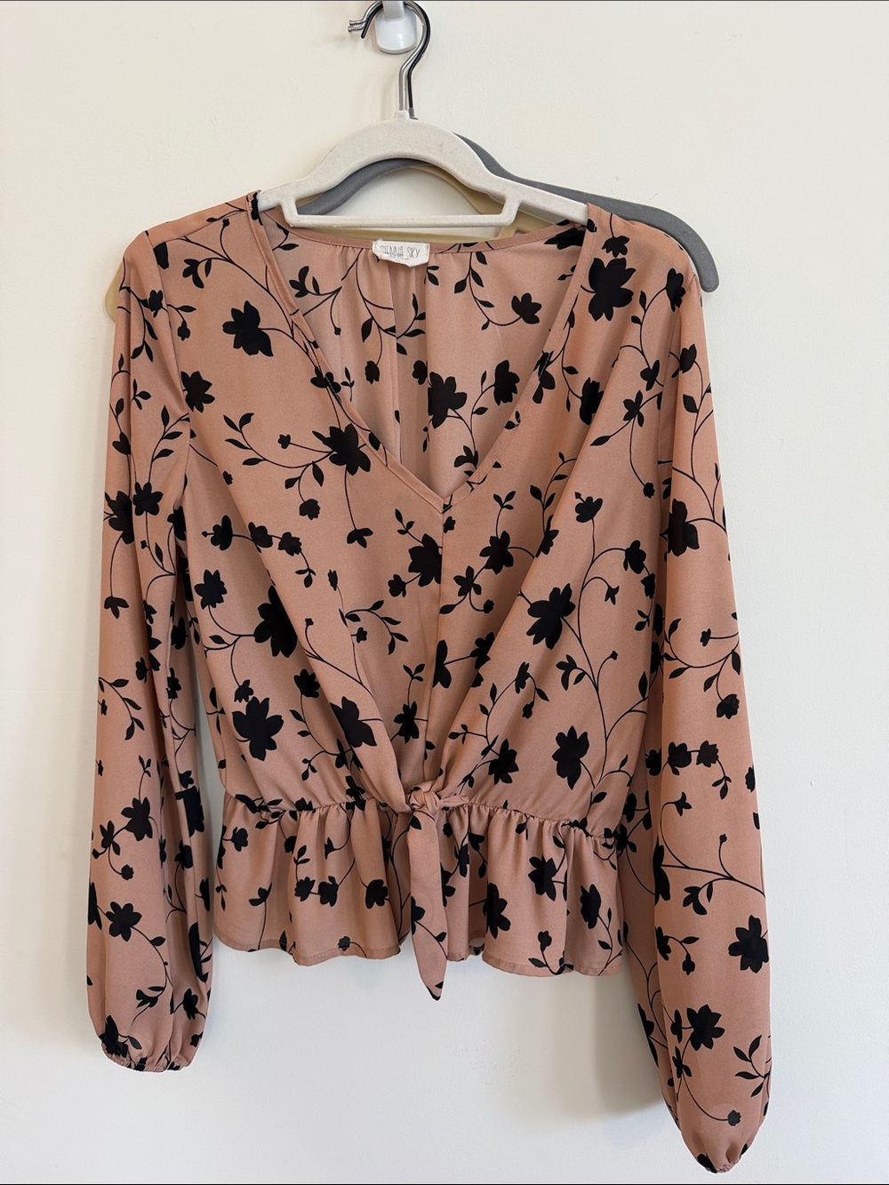 Sienna Sky Dusty Rose Blouse with Black Floral Print